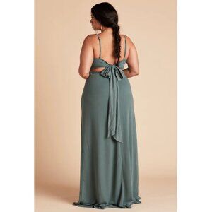 Birdy Grey Benny Dress Sz Medium Womens Crepe Sea Glass Green Bridesmaid Prom